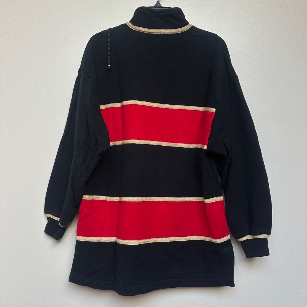 St. John Sport Striped Navy Red Gold Quarter Zip Pullover Sweater Sz P (Petite) - Picture 2 of 13